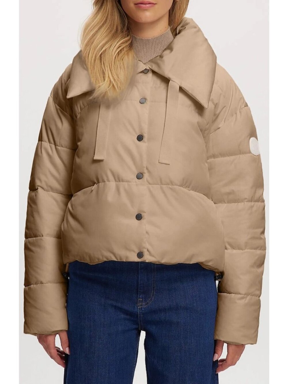 Noize Yasmin Women's Quilted Insulated Cropped Puffer Jacket in Desert Size XL